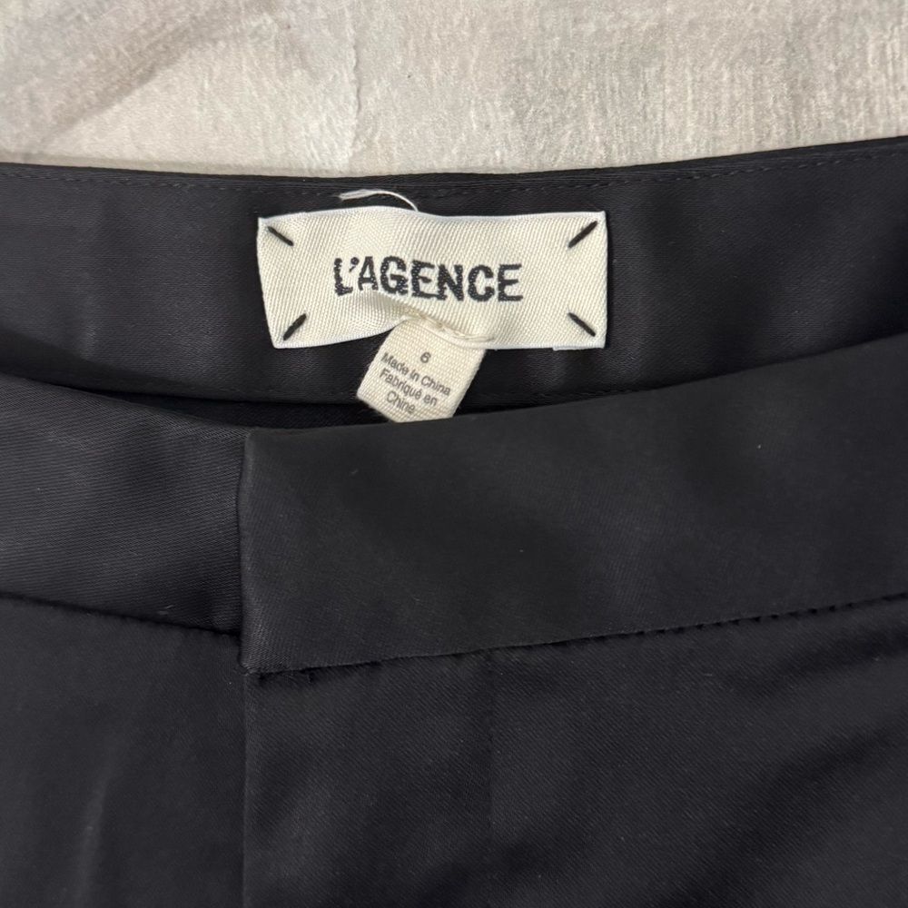 L'AGENCE Charcoal Satin Cropped Pants - Picture 4 of 7